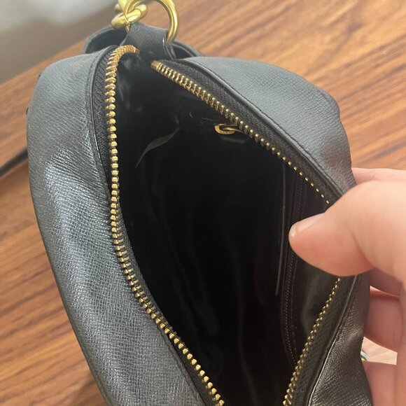 Coach Black Campbell Turnlock Leather Crossbody Camera Bag Chain Strap F24843 - Picture 7 of 9